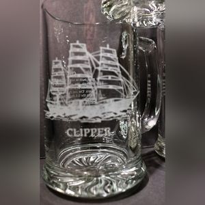Clipper Ship Glass Handled Mug, Beer Stein with History